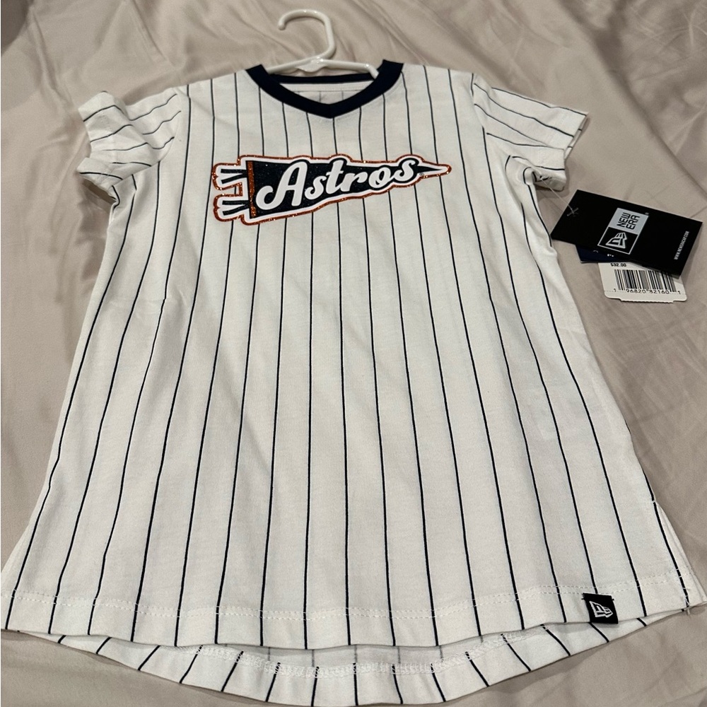New Era Astros Kids Dress - White with Black Stripes
